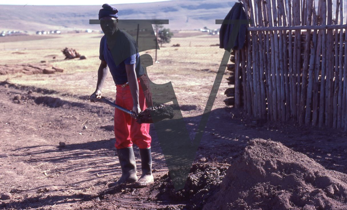 South Africa, Transkei, landscape, man digging.
