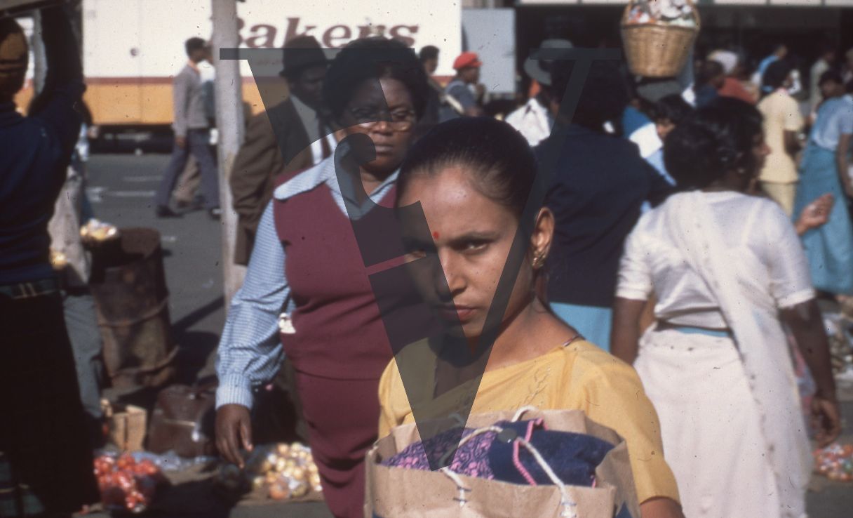 South Africa, Transkei, Indian woman, market, portrait, headshot.