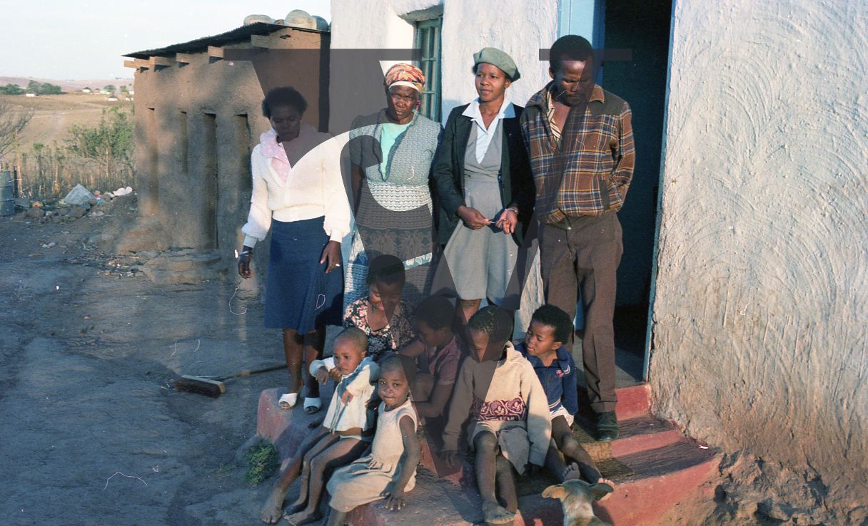 South Africa, Transkei, Mabel Notamcu and family, Nelson Mandela’s sister, exterior.