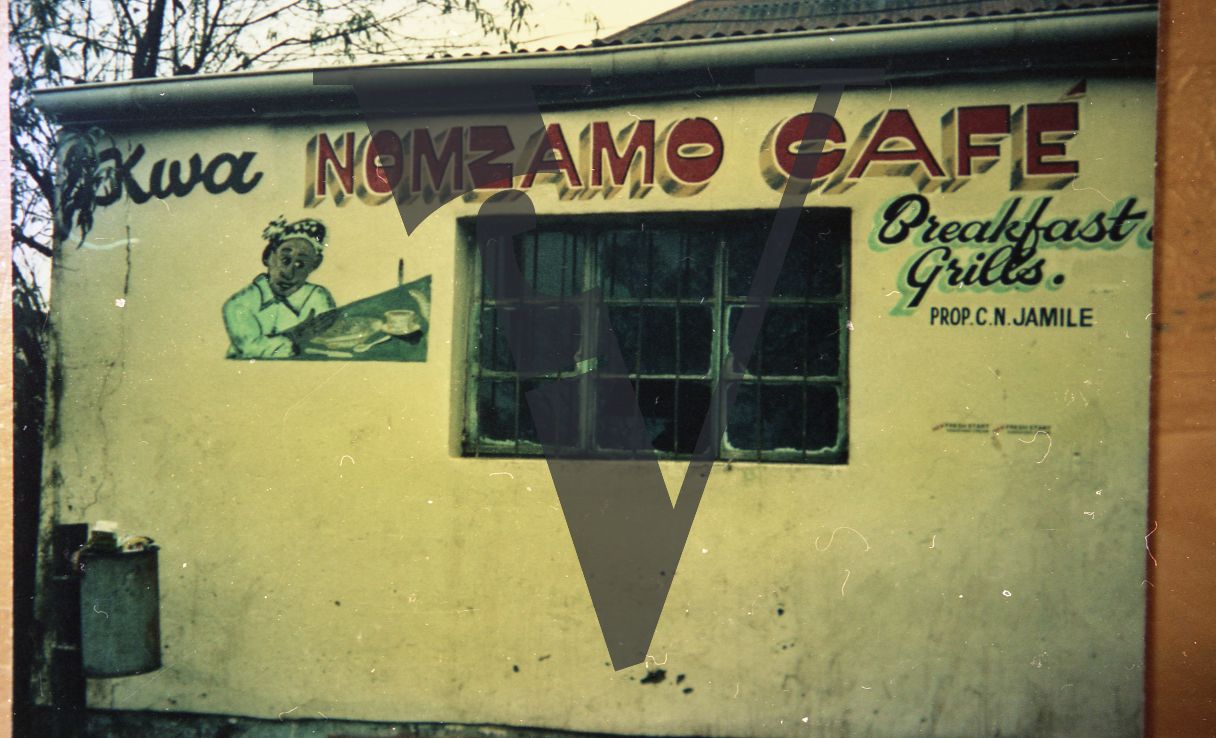 South Africa, Transkei, Bizana, Kwanomzamo Cafe, exterior.