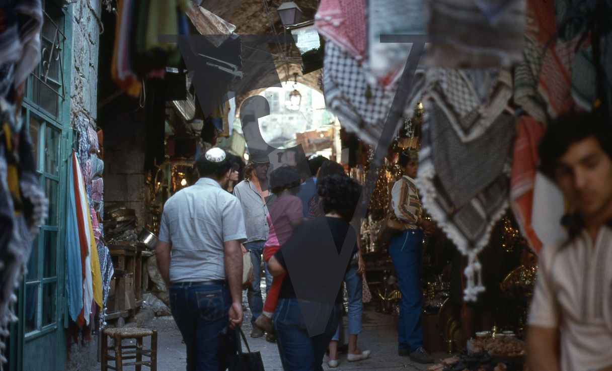 West Bank, Jerusalem market street scene.