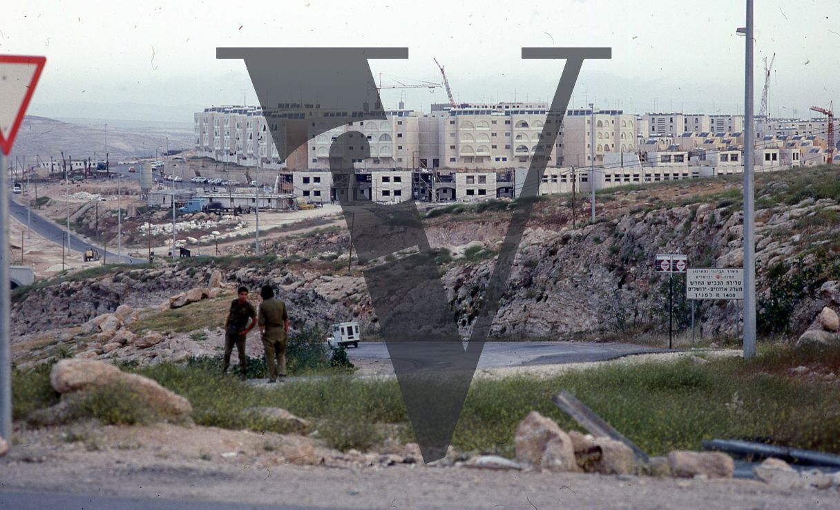 West Bank, settlement, Ma'ale Adumim, soldiers and buildings.