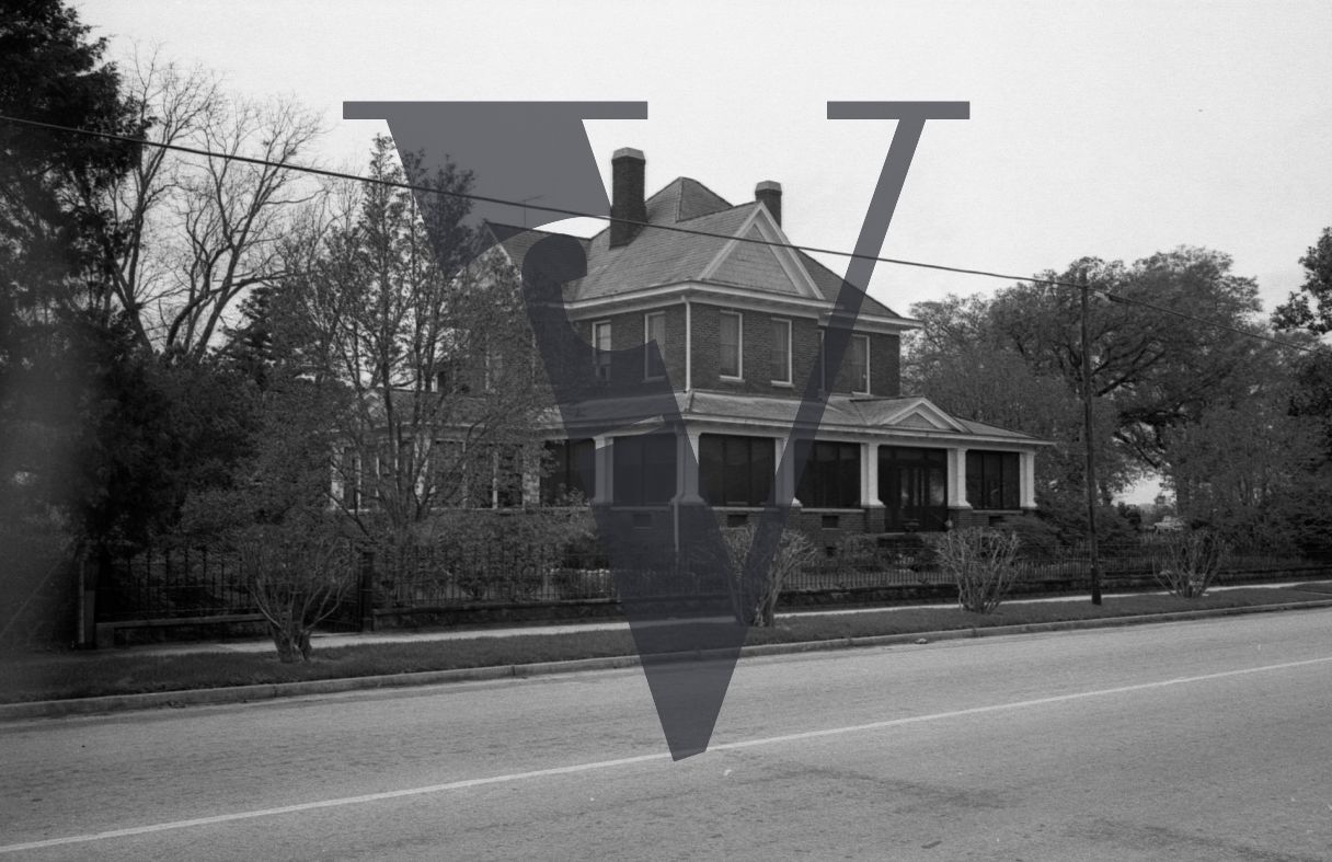 Mayesville, Sumter County, South Carolina, street scene, mansion, roads.