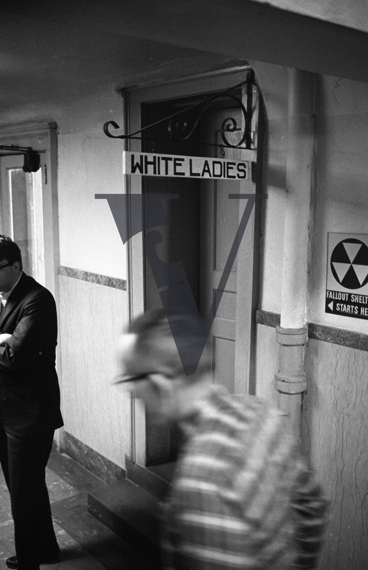 Racist signs and posters, close-up, segregated toilet sign 'White Ladies'.